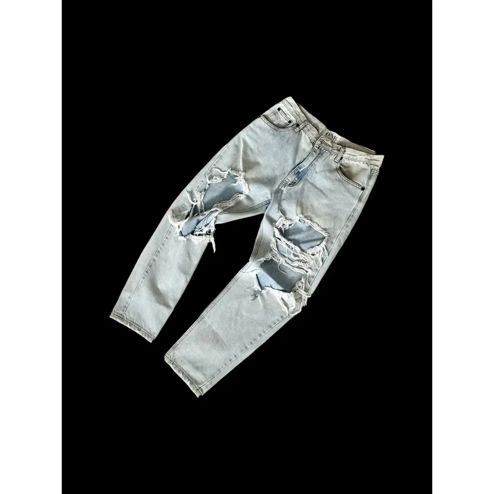 ONE TEASPOON Women's 27 Light Wash Boyfriend Distressed Denim Jeans Aritzia Cali